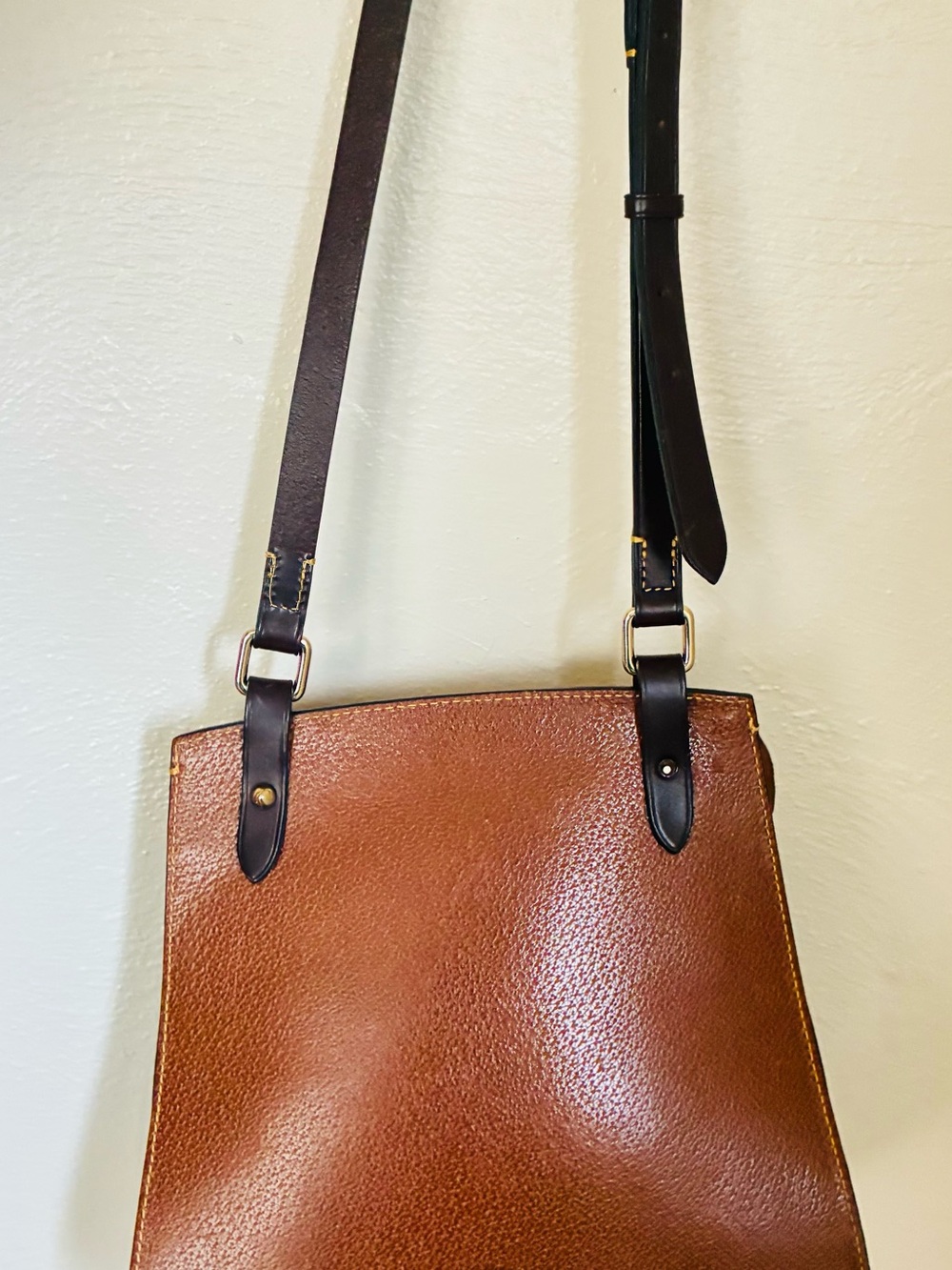 Dooney & Bourke Brown Leather Flap Crossbody with Black Body - Picture 5 of 11